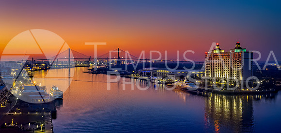 Savannah River Sunset - River St Aerial View