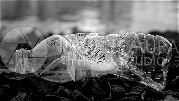 Plastic Bottle Dumped by River Bank / Bouteilles en plastique jetés près de la rivière