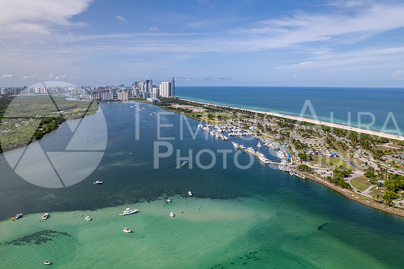 Haulover Beach from high above the sandbar