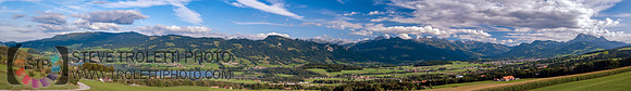 View of the Gruyère Lake and the Fribourg Prealps