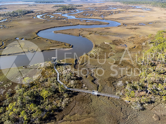 Drone image of Observation Tower at Guana River WMA