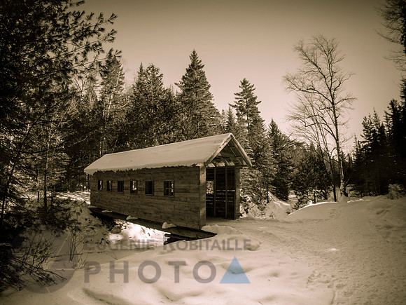 Covered bridge in winter