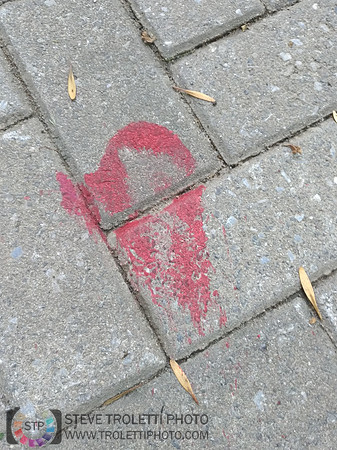 Déchets, peinture, poudre colorer, ballons, et plus dans le parc de Brouage, Boucherville suivent une activité de camp de jour le 2018-08-07
