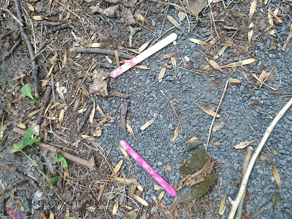 Déchets, peinture, poudre colorer, ballons, et plus dans le parc de Brouage, Boucherville suivent une activité de camp de jour le 2018-08-07