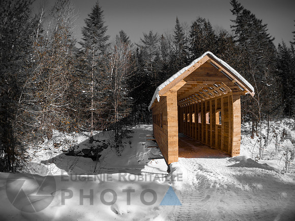 Covered bridge in winter